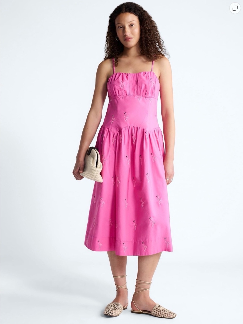 Free Assembly Women’s Plus Tie Back Cotton Midi Dress w/ Drop Waist